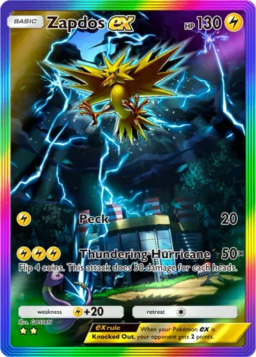Zapdos ex card art (Genetic Apex)