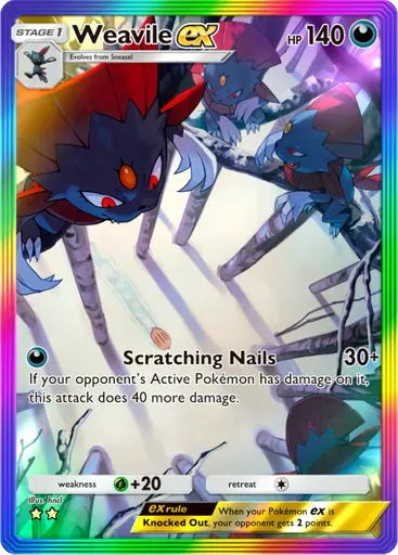 Weavile ex card art (Space-Time Smackdown)