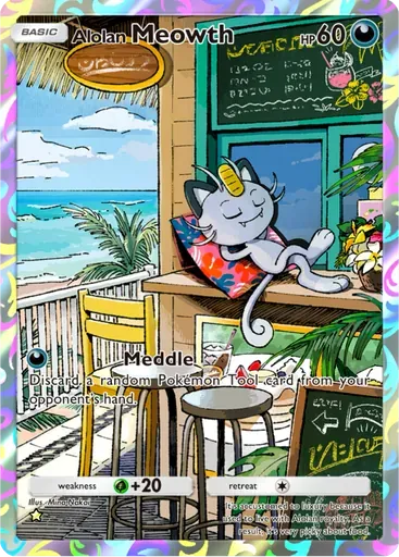 Alolan Meowth card art (Extradimensional Crisis)