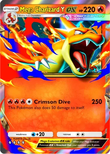 Mega Charizard Y ex card art (Crimson Blaze)