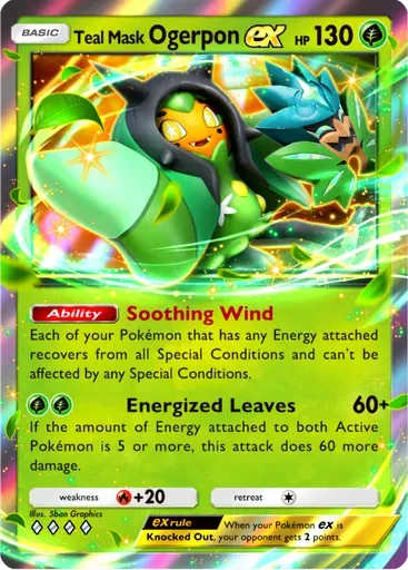Teal Mask Ogerpon ex card art (Fantastical Parade)