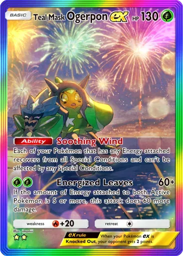 Teal Mask Ogerpon ex card art (Fantastical Parade)