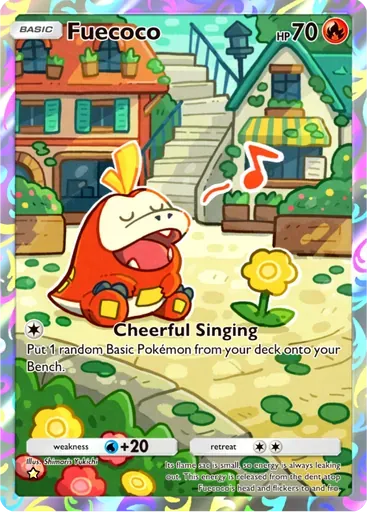 Fuecoco card art (Paldean Wonders)