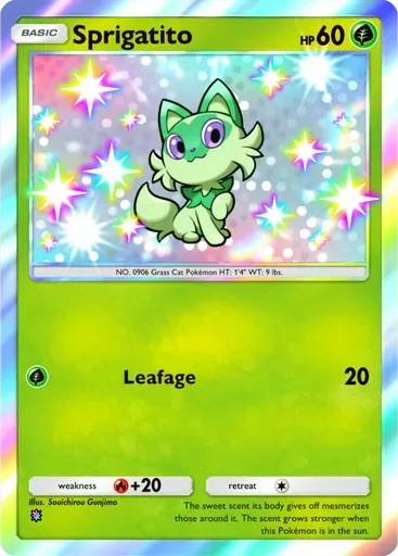 Sprigatito card art (Paldean Wonders)