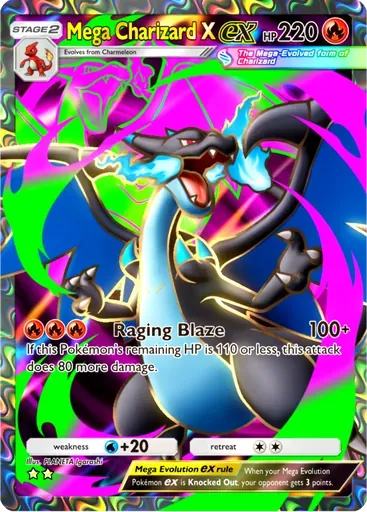 Mega Charizard X ex card art (Mega Shine)