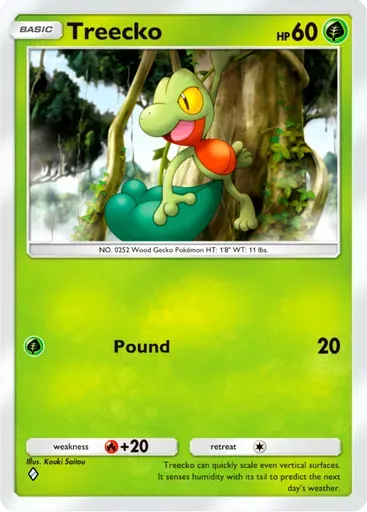Treecko card art (Pulsing Aura)