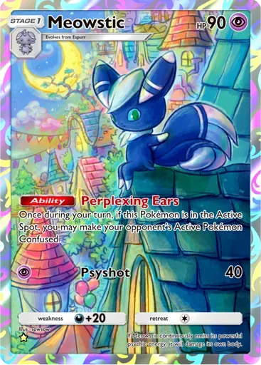 Meowstic card art (Pulsing Aura)