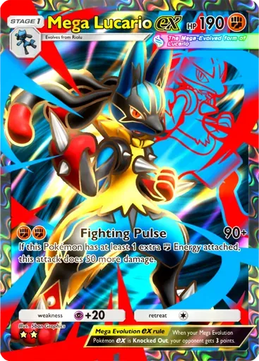 Mega Lucario ex card art (Pulsing Aura)