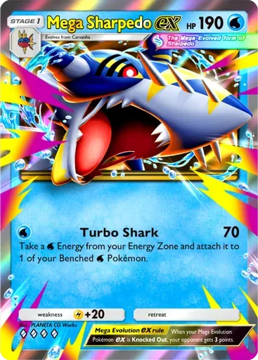 Mega Sharpedo ex card art (Ruler of the Skies)