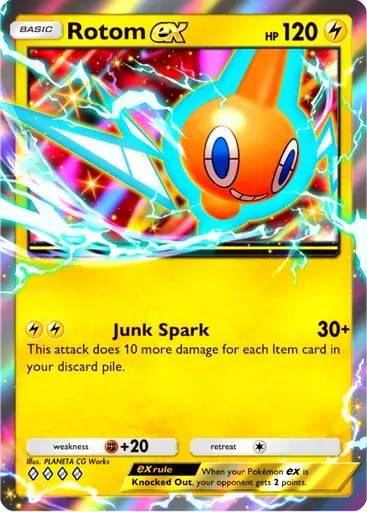 Rotom ex card art (Ruler of the Skies)