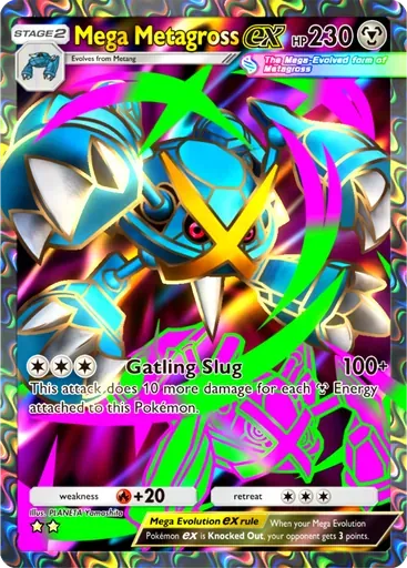 Mega Metagross ex card art (Ruler of the Skies)