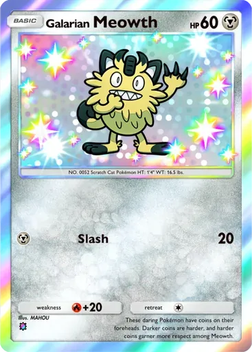 Galarian Meowth card art (Ruler of the Skies)
