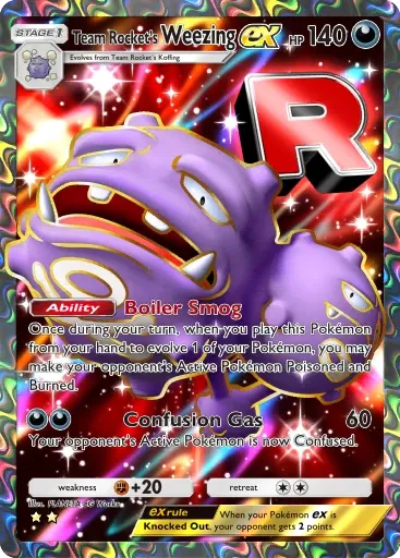 Team Rocket's Weezing ex card art (Team Rocket's Ambition)