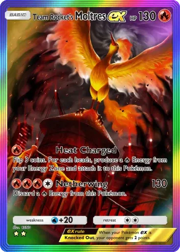 Team Rocket's Moltres ex card art (Team Rocket's Ambition)