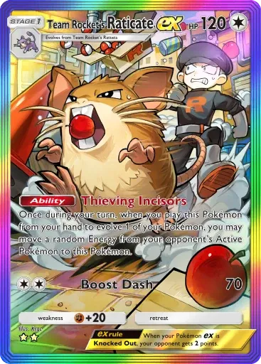 Team Rocket's Raticate ex card art (Team Rocket's Ambition)