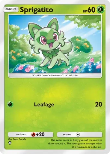 Sprigatito card art (Deluxe Pack: Mega)