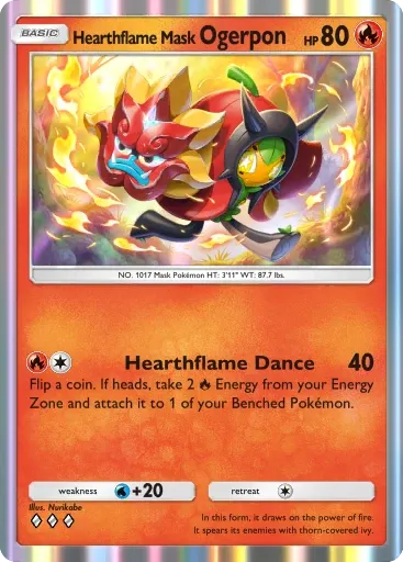 Hearthflame Mask Ogerpon card art (Deluxe Pack: Mega)