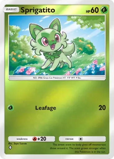Sprigatito card art (Deluxe Pack: Mega)