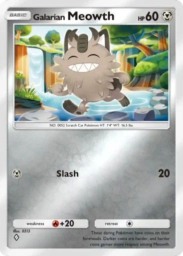 Galarian Meowth card art (Deluxe Pack: Mega)